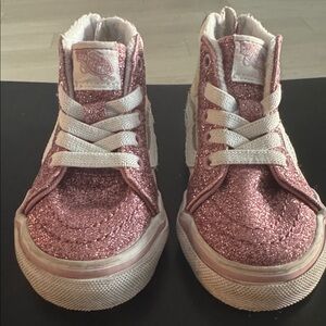 Vans Glittery Pink High-Tops with White Accents